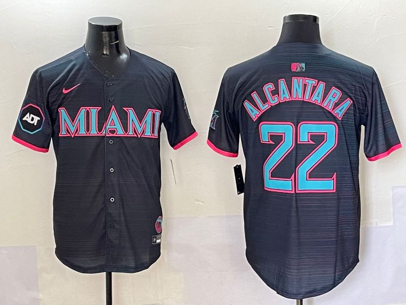 Men 2025 Miami Marlins #22 Alcantara Black Joint Name Nike MLB Jersey style 6->miami marlins->MLB Jersey